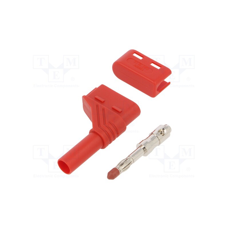 1 pcs x HIRSCHMANN T&M - LAS N WS AU RT - Plug, 4mm banana, 24A, 60VDC, red, gold-plated, Contacts: brass