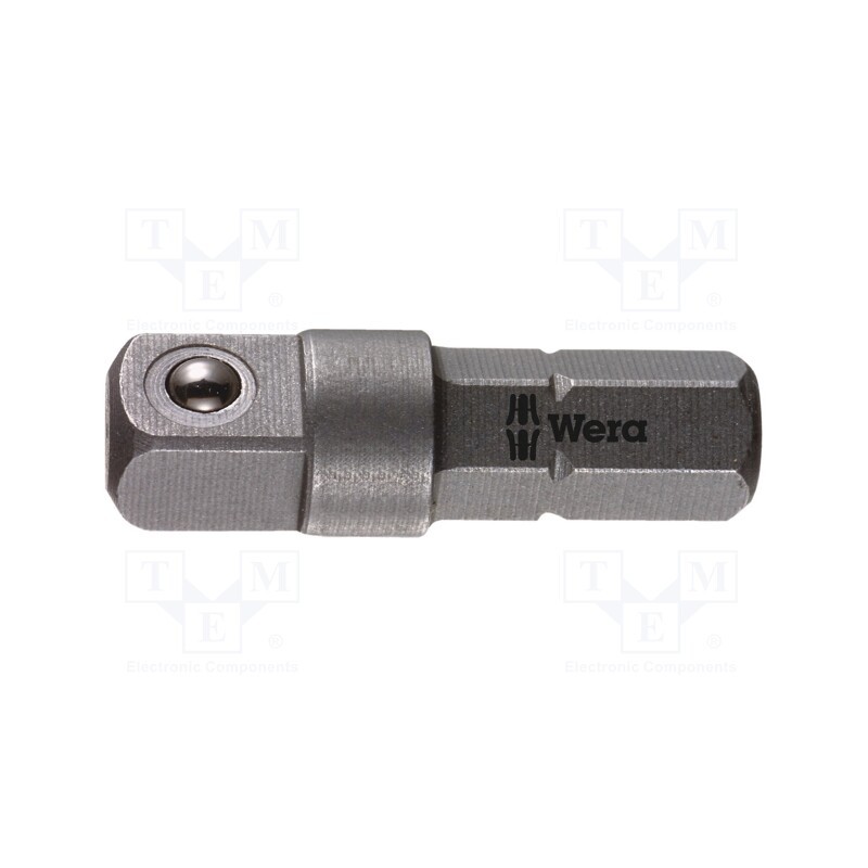 1 pcs x WERA - 5136000001 - Adapter, Overall len: 25mm, Mounting: hexagon 1/4'/ square 1/4'