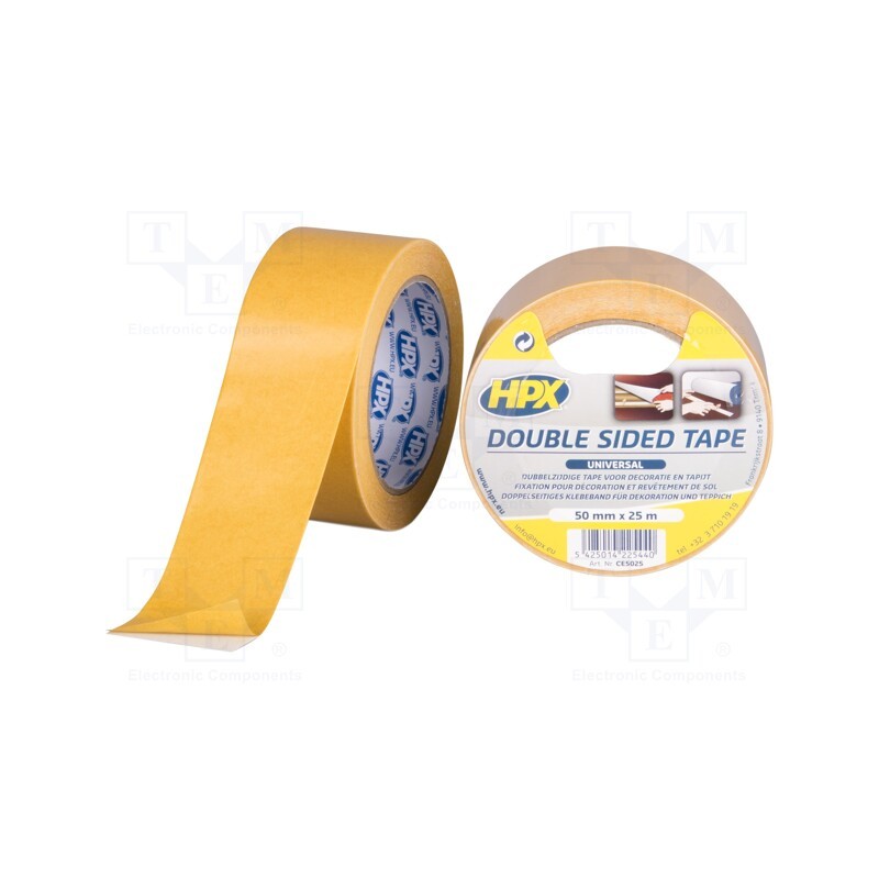 1 rol x HPX - CE5025 - Tape: fixing, W: 50mm, L: 25m, Thk: 80um, double-sided, white