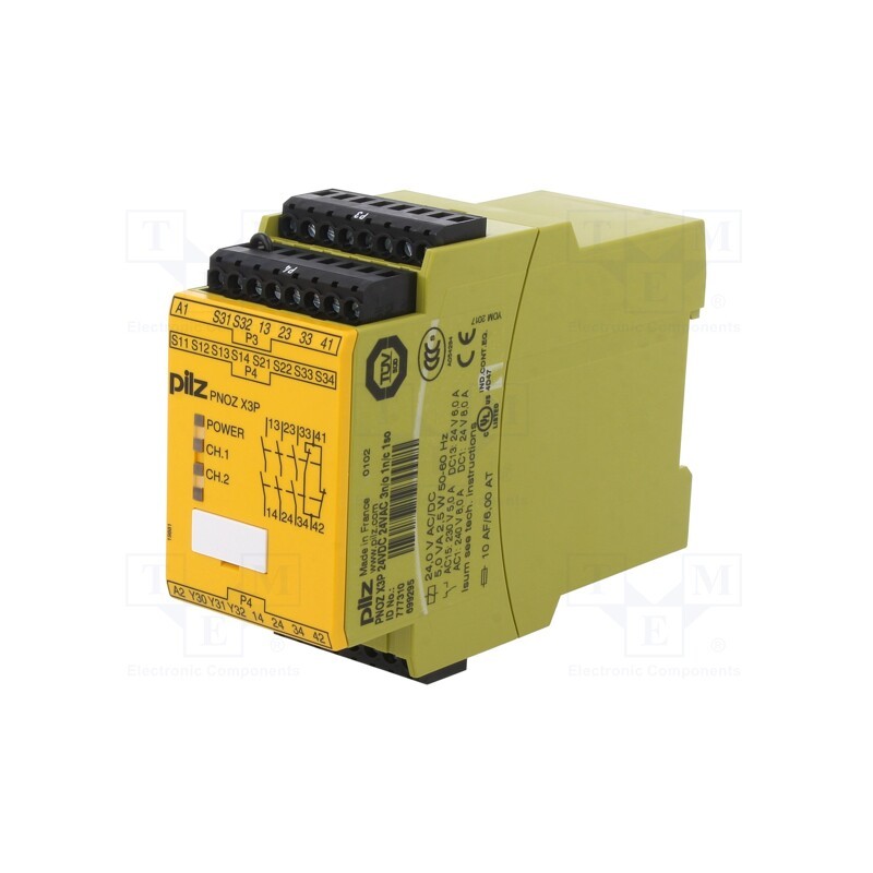 1 pcs x PILZ - 777310 - Module: safety relay, PNOZ X3P, Usup: 24VAC, Usup: 24VDC, IN: 5, IP40