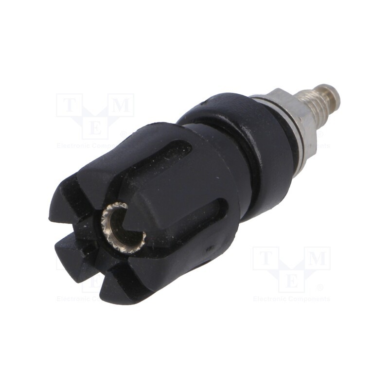 1 pcs x SCHu00dcTZINGER - POL 1994 NI / SW - Socket, 4mm banana, 25A, 60VDC, 50mm, black, nickel plated