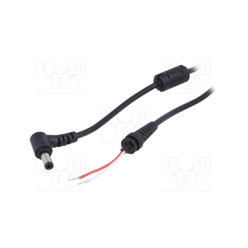 1 pcs x AKYGA - AK-SC-01 - Cable, 2x0.5mm2, wires,DC 5,5/2,5 plug, angled, black, 1.2m