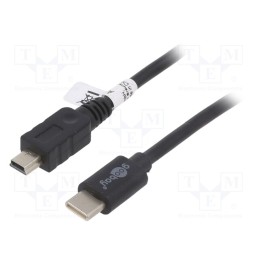 1 pcs x Goobay - 67989 - Cable, USB 3.1, USB B mini plug,USB C plug, 0.5m, black, 0.48Gbps