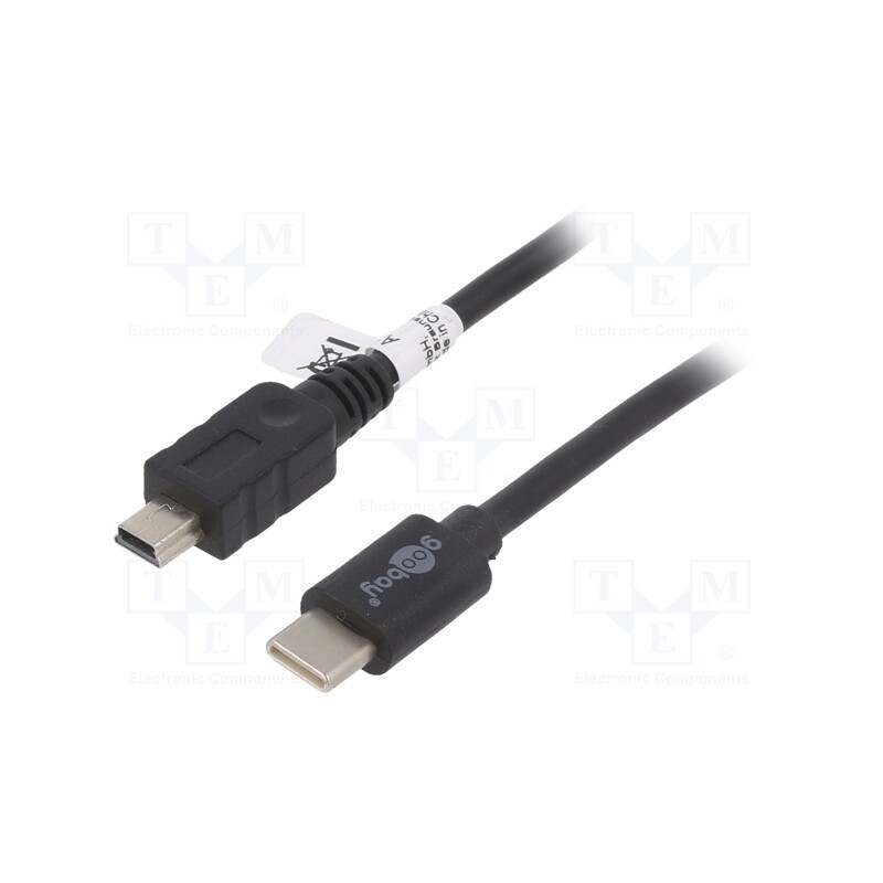 1 pcs x Goobay - 67989 - Cable, USB 3.1, USB B mini plug,USB C plug, 0.5m, black, 0.48Gbps
