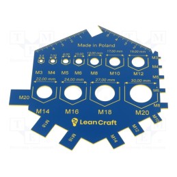 1 pcs x LeanCraft - SPR-M3-M20-B - Size gauge, nuts,screws, blue, Thread: M3÷M20