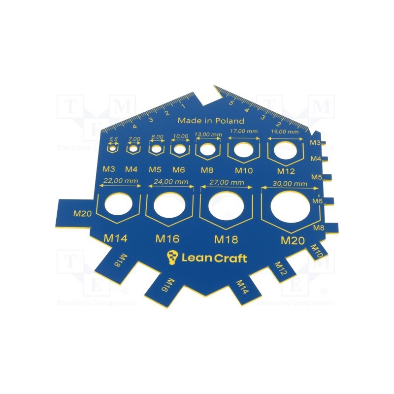 1 pcs x LeanCraft - SPR-M3-M20-B - Size gauge, nuts,screws, blue, Thread: M3÷M20