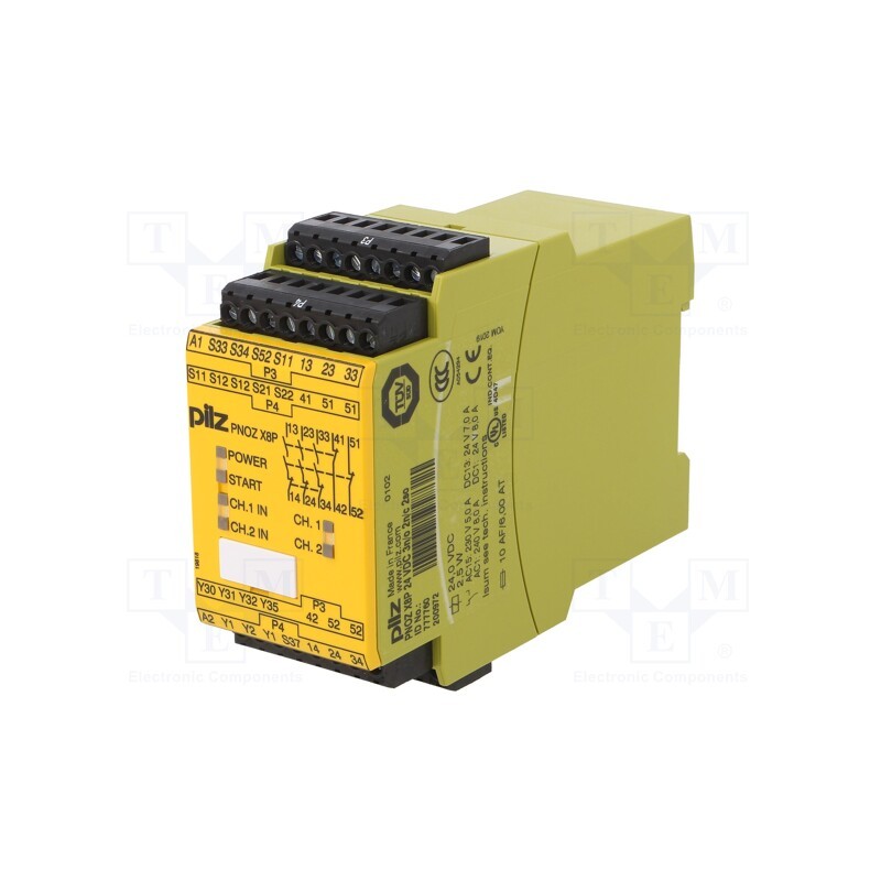 1 pcs x PILZ - 777760 - Module: safety relay, PNOZ X8P, Usup: 24VDC, IN: 3, OUT: 5, -10÷55°C
