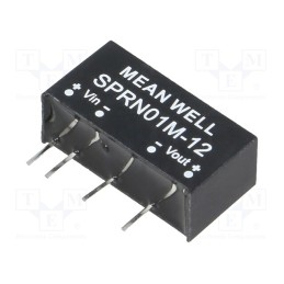 1 pcs x MEAN WELL - SPRN01M-12 - Converter: DC/DC, 1W, Uin: 11.4÷13.2V, Uout: 12VDC, Iout: 0÷84mA