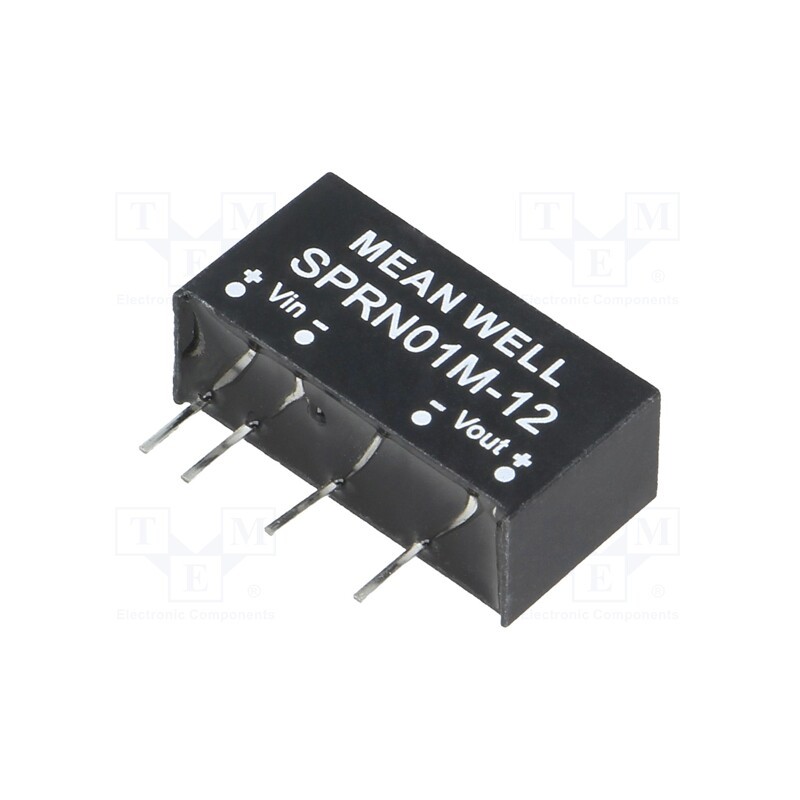1 pcs x MEAN WELL - SPRN01M-12 - Converter: DC/DC, 1W, Uin: 11.4÷13.2V, Uout: 12VDC, Iout: 0÷84mA