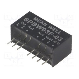 1 pcs x MEAN WELL - SPBW03F-03 - Converter: DC/DC, 3W, Uin: 9÷36V, Uout: 3.3VDC, Iout: 0÷700mA, SIP8