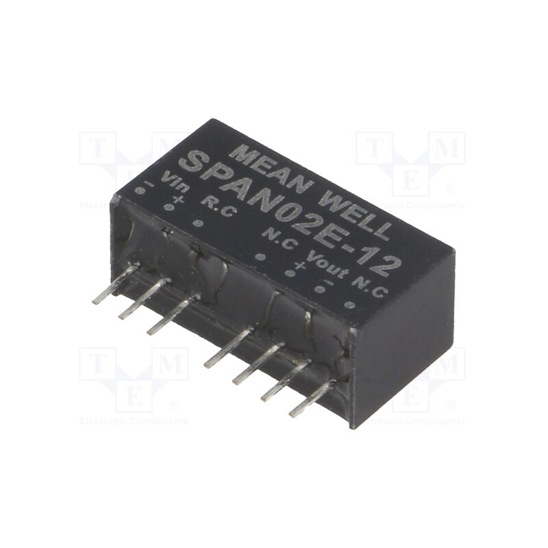 1 pcs x MEAN WELL - SPAN02E-12 - Converter: DC/DC, 2W, Uin: 4.5÷9V, Uout: 12VDC, Iout: 0÷167mA, SIP8