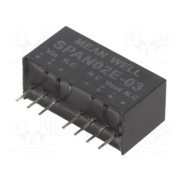 1 pcs x MEAN WELL - SPAN02E-03 - Converter: DC/DC, 2W, Uin: 4.5÷9V, Uout: 3.3VDC, Iout: 0÷500mA, SIP8