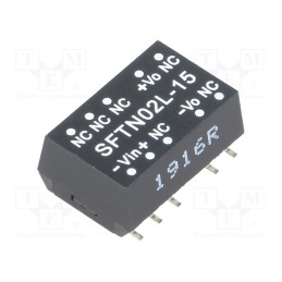 1 pcs x MEAN WELL - SFTN02L-15 - Converter: DC/DC, 2W, Uin: 4.5÷5.5V, Uout: 15VDC, Iout: 27÷133mA, SMD