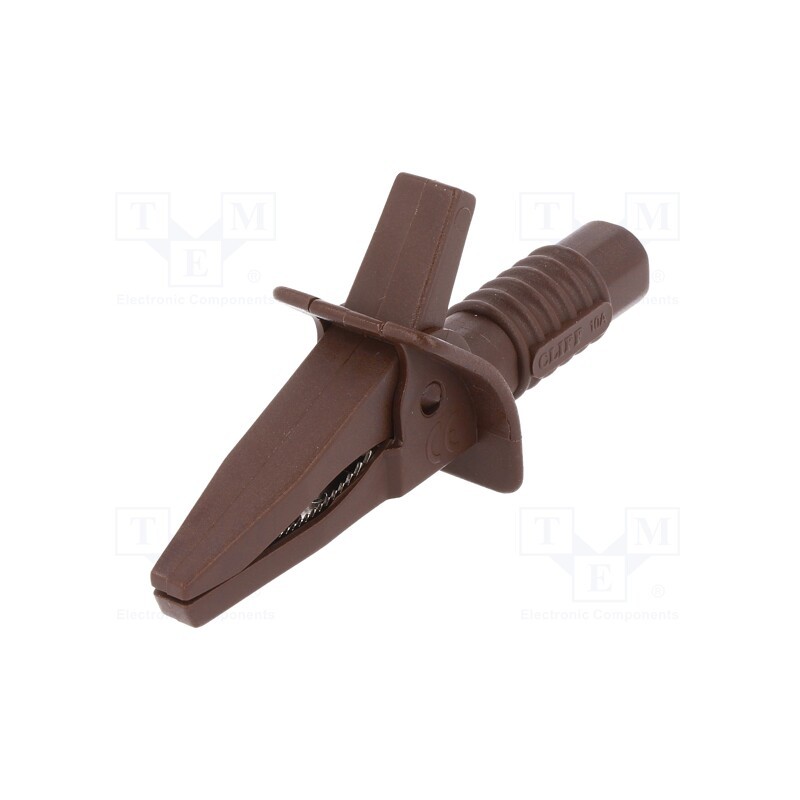 1 pcs x CLIFF - FCR7944 - Crocodile clip, 10A, brown, max.25mm, Connection: 4mm socket