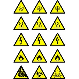 Warning stickers, triangles, health and safety pictograms 1