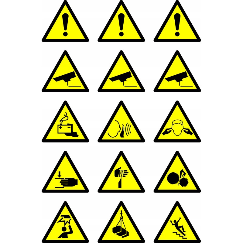 Warning stickers, triangles, health and safety pictograms 2