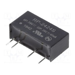 1 pcs x RECOM - RP-2424S - Converter: DC/DC, 1W, Uin: 21.6÷26.4V, Uout: 24VDC, Iout: 42mA, SIP7