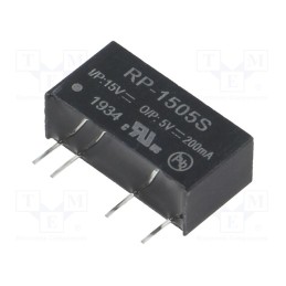 1 pcs x RECOM - RP-1505S - Converter: DC/DC, 1W, Uin: 13.5÷16.5V, Uout: 5VDC, Iout: 200mA, SIP7