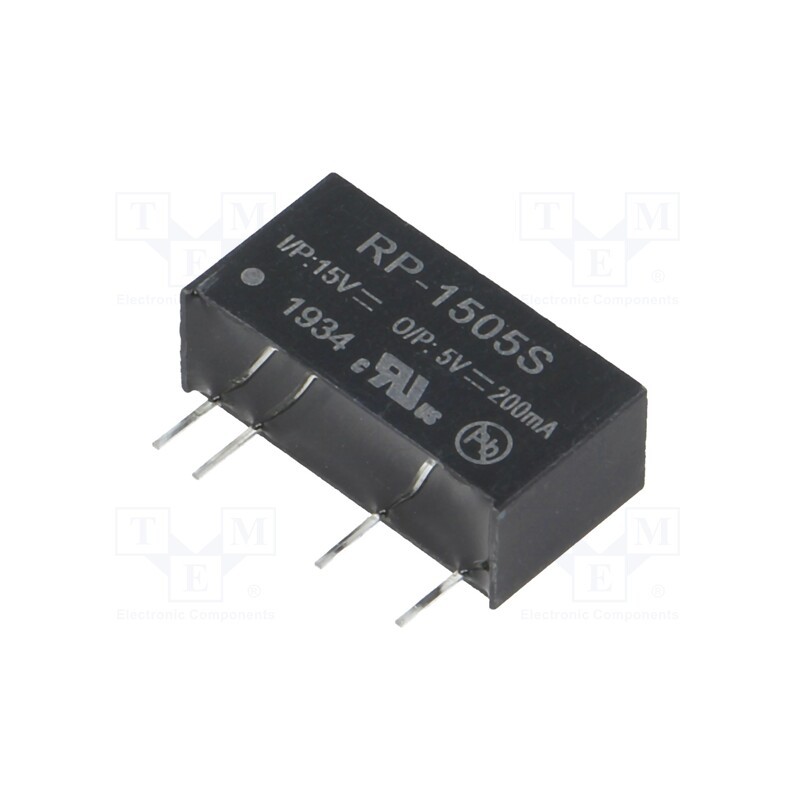 1 pcs x RECOM - RP-1505S - Converter: DC/DC, 1W, Uin: 13.5÷16.5V, Uout: 5VDC, Iout: 200mA, SIP7