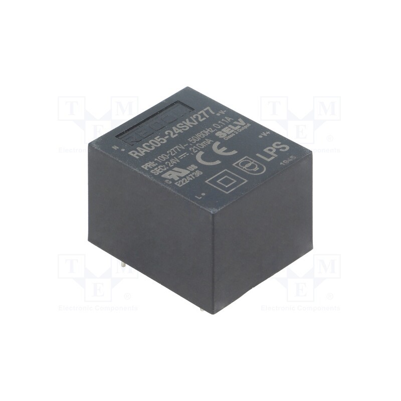 1 pcs x RECOM - RAC05-24SK/277 - Converter: AC/DC, 5W, 85÷305VAC, Usup: 120÷430VDC, Uout: 24VDC, 84%