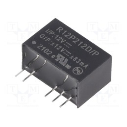 1 pcs x RECOM - R12P212D/P - Converter: DC/DC, 2W, Uin: 10.8÷13.2V, Uout: 12VDC, Uout2: -12VDC