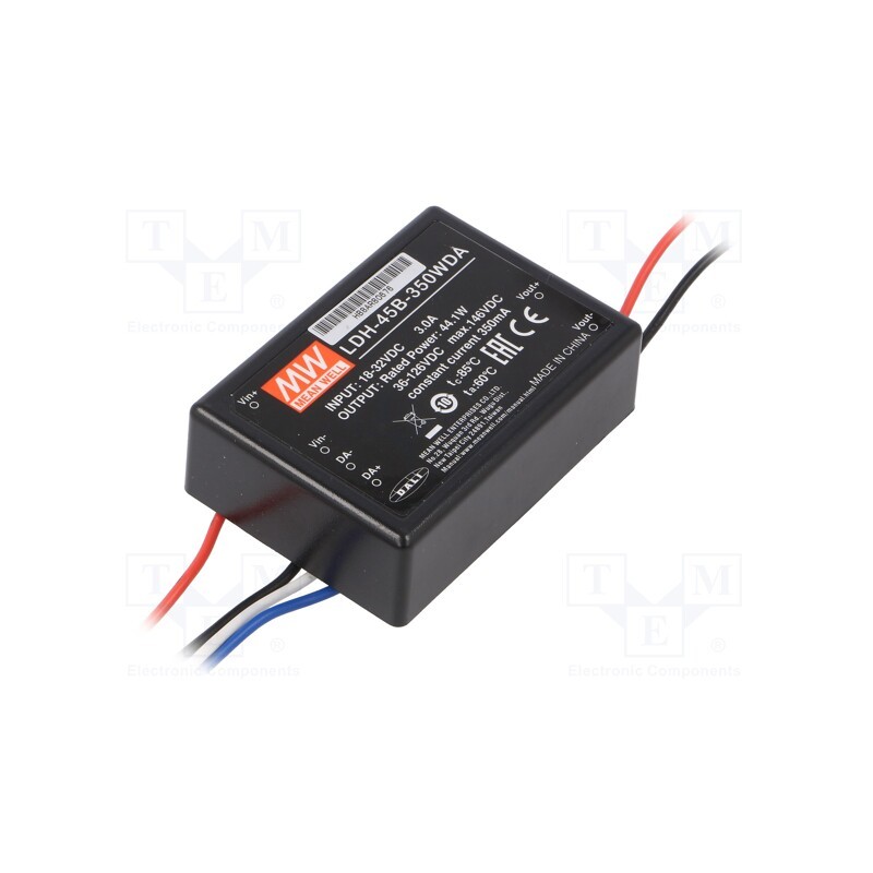 1 pcs x MEAN WELL - LDH-45B-350WDA - Converter: DC/DC, 44.1W, Uin: 18÷32V, Uout: 36÷126VDC, Iin: 2.1A
