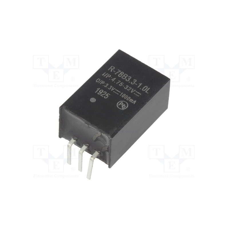 1 pcs x RECOM - R-78B3.3-1.0L - Converter: DC/DC, 3.3W, Uin: 4.75÷32V, Uout: 3.3VDC, Iout: 1A, SIP3