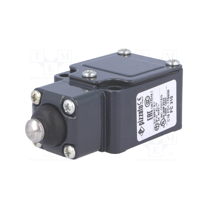 1 pcs x PIZZATO ELETTRICA - FC 310 - Limit switch, rubber seal,pin plunger Ø10mm, NO + NC, 6A, 400VAC