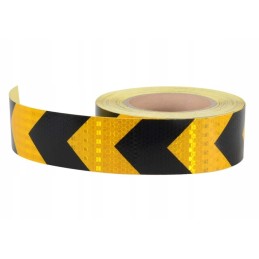 Yellow and black reflective tape, 25 m, self-adhesive
