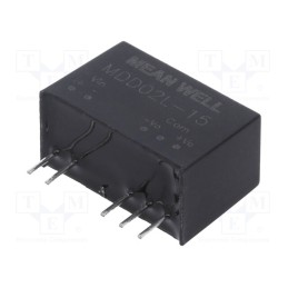 1 pcs x MEAN WELL - MDD02L-15 - Converter: DC/DC, 2W, Uin: 4.5÷5.5V, Uout: 15VDC, Uout2: -15VDC, SIP7