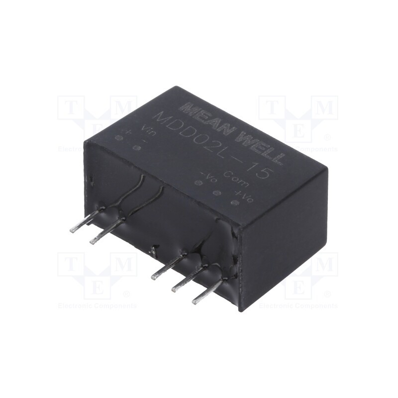 1 pcs x MEAN WELL - MDD02L-15 - Converter: DC/DC, 2W, Uin: 4.5÷5.5V, Uout: 15VDC, Uout2: -15VDC, SIP7