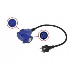 Cee adapter plug to 230v socket, cable 1 5m camper