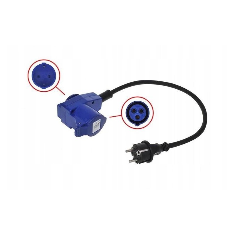 Cee adapter plug to 230v socket, cable 1 5m camper