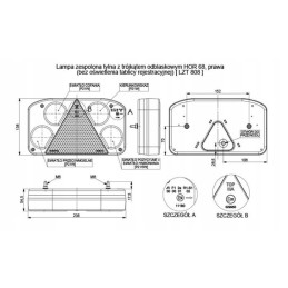 Combination rear lamp with right reflector