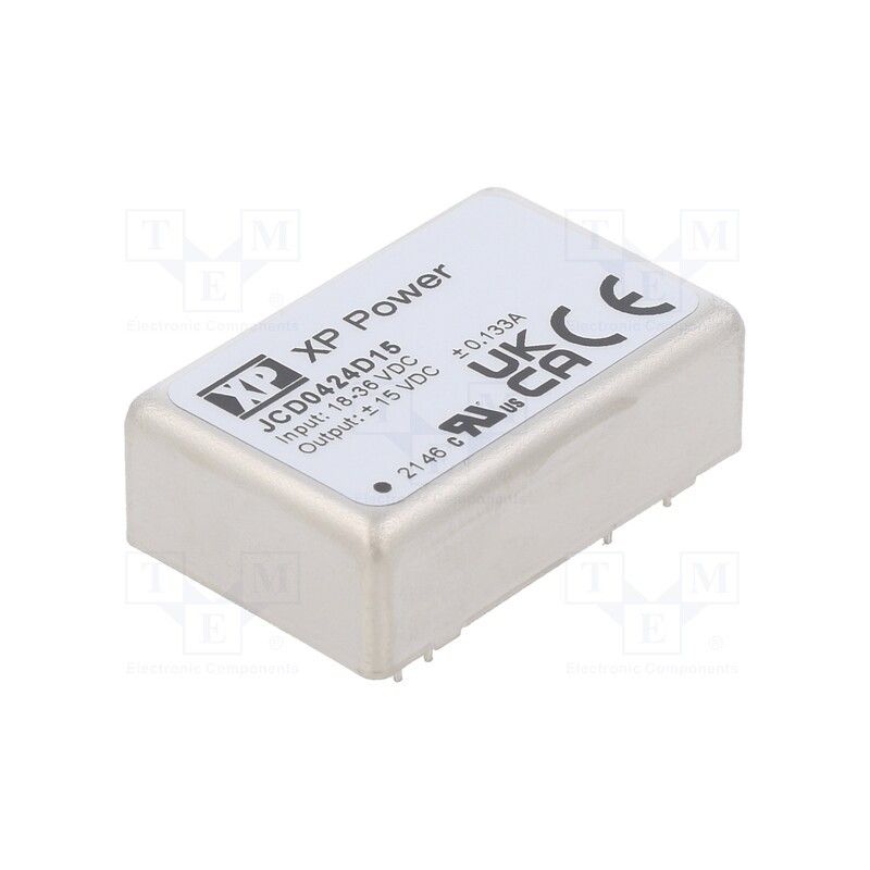 1 pcs x XP POWER - JCD0424D15 - Converter: DC/DC, 4W, Uin: 18÷36V, Uout: 15VDC, Uout2: -15VDC, 266kHz