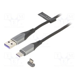 1 pcs x VENTION - CQNHF - Cable, magnetic,USB 2.0, 1m, black, Core: Cu,tinned, 480Mbps, 5A