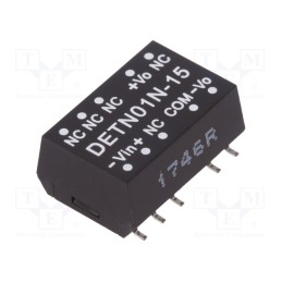 1 pcs x MEAN WELL - DETN01N-15 - Converter: DC/DC, 1W, Uin: 21.6÷26.4V, Uout: 15VDC, Uout2: -15VDC