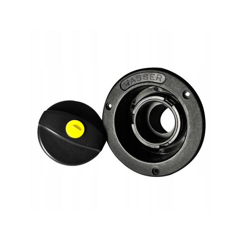 Water inlet for camper trailer, black short cap