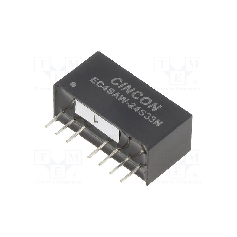 1 pcs x CINCON - EC4SAW-24S33N - Converter: DC/DC, 5/6W, Uin: 9÷36V, Uout: 3.3VDC, Iout: 1500mA, SIP8