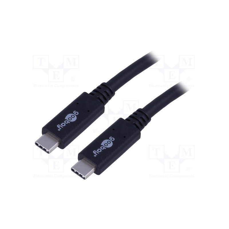 1 pcs x Goobay - 49254 - Cable, USB 3.2, USB C plug,both sides, 1m, black, 20Gbps, 100W