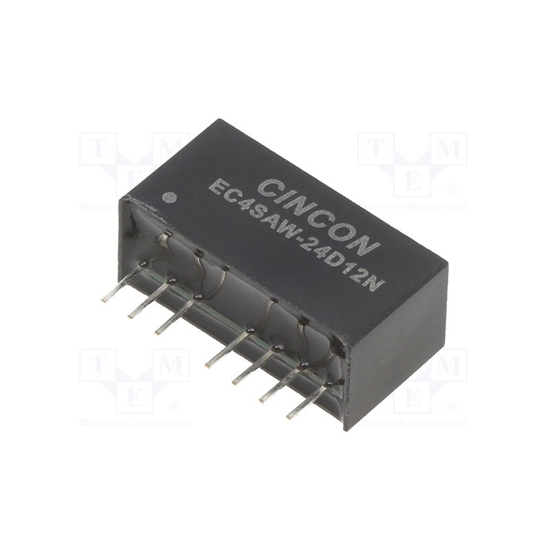 1 pcs x CINCON - EC4SAW-24D12N - Converter: DC/DC, 5/6W, Uin: 9÷36V, Uout: 12VDC, Uout2: -12VDC, SIP8