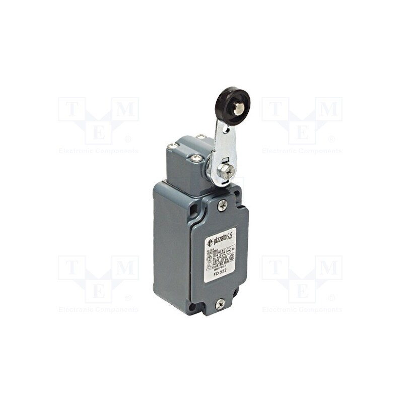 1 pcs x PIZZATO ELETTRICA - FD 552 - Limit switch, lever R 49mm, plastic roller Ø20mm, NO + NC, 10A