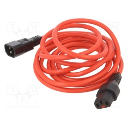 1 pcs x SCHAFFNER - IL13-C14-H05-3100-300-R - Cable, IEC C13 female,IEC C14 male, 3m, with IEC LOCK locking