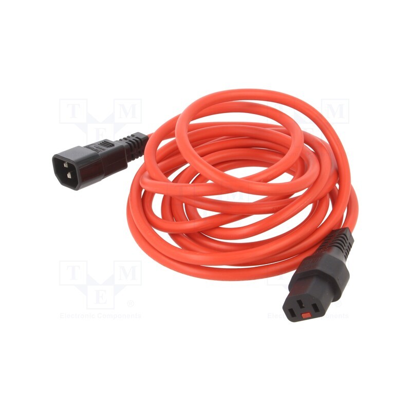 1 pcs x SCHAFFNER - IL13-C14-H05-3100-300-R - Cable, IEC C13 female,IEC C14 male, 3m, with IEC LOCK locking
