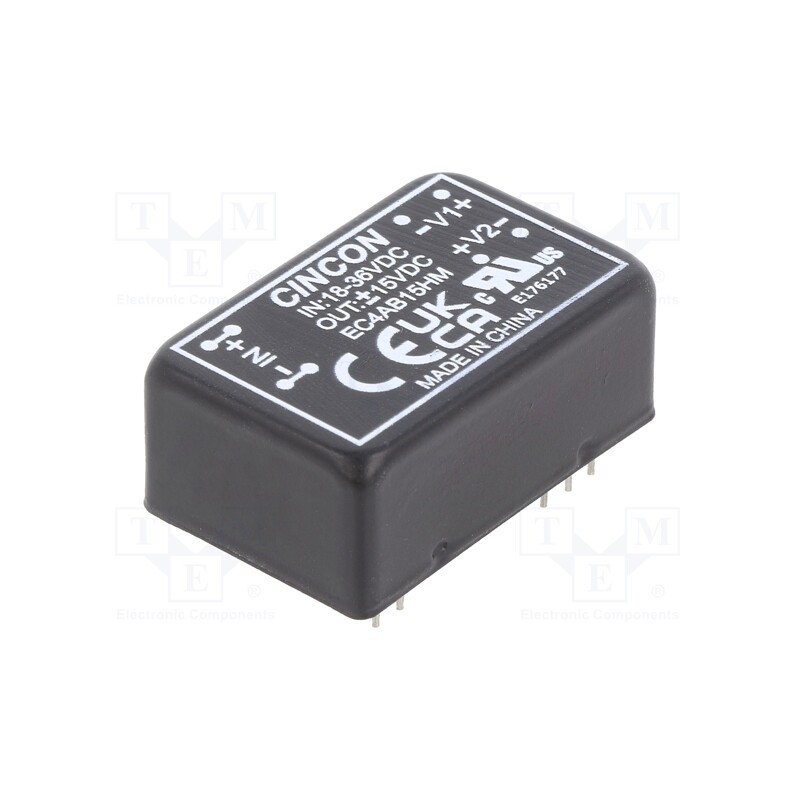 1 pcs x CINCON - EC4AB15HM - Converter: DC/DC, 5/6W, Uin: 18÷36V, Uout: 15VDC, Uout2: -15VDC, THT
