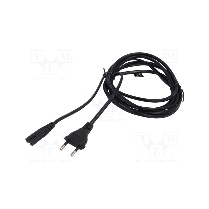 1 pcs x SAVIO - SAVKABELCL-100 - Cable, 2x0.5mm2, CEE 7/16 (C) plug,IEC C7 female, PVC, 1.8m, 2.5A