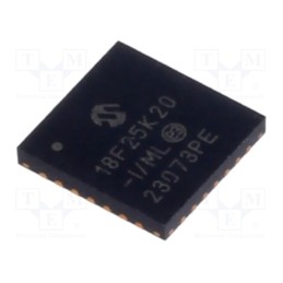 1 pcs x MICROCHIP TECHNOLOGY - PIC18F25K20-I/ML - IC: PIC microcontroller, 64MHz, 1.8÷3.6VDC, SMD, QFN28, PIC18,