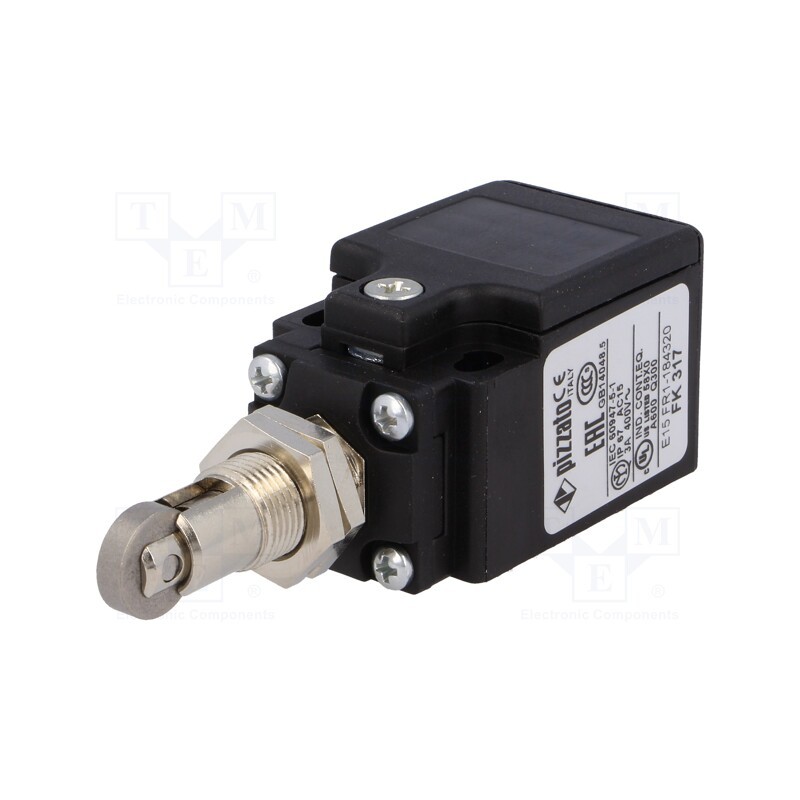 1 pcs x PIZZATO ELETTRICA - FK 317 - Limit switch, transversal metal roller Ø12mm, NO + NC, 10A, IP67