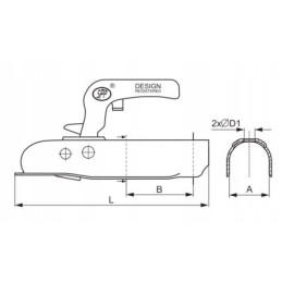 Ball hitch hook spp zsk 750a 750kg tube 36mm