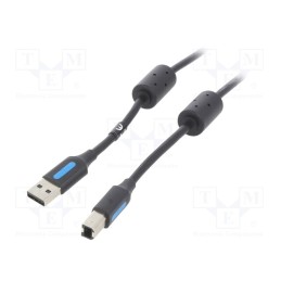 1 pcs x VENTION - COQBL - Cable, USB 2.0, USB A plug,USB B plug, nickel plated, 10m, black